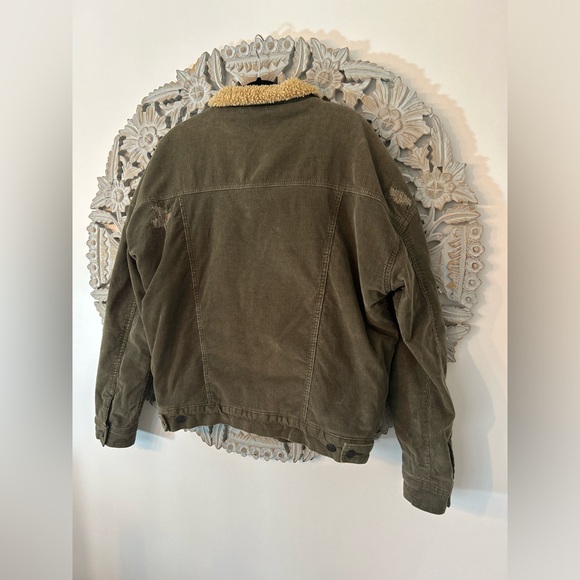Zara Man Khaki Corduroy Sherpa Jacket Size Large Winter Or Fall Outerwear - Picture 12 of 12